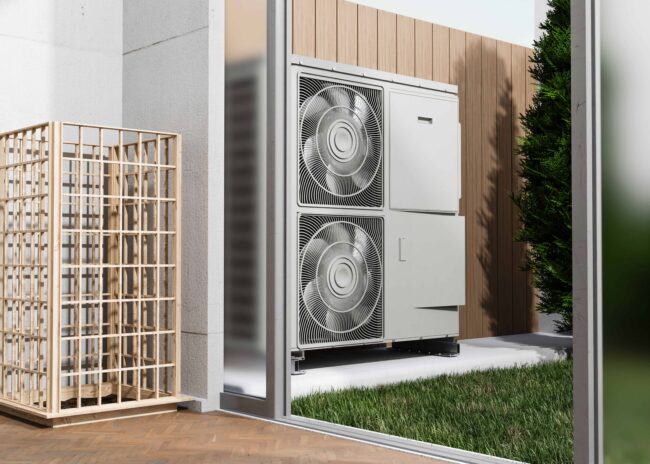 close-up-heat-pump-outside-home Residential HVAC Design in Toronto